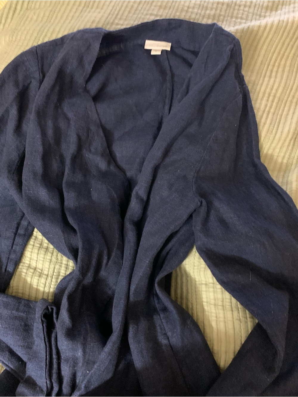 Pure J Jill Classic Navy Open-Front Linen Blazer Jacket